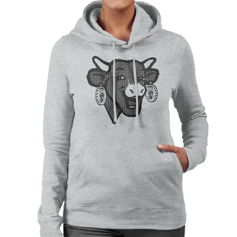 Weekend Deal The Laughing Cow Black Polka Dot Women's Hooded Sweatshirt