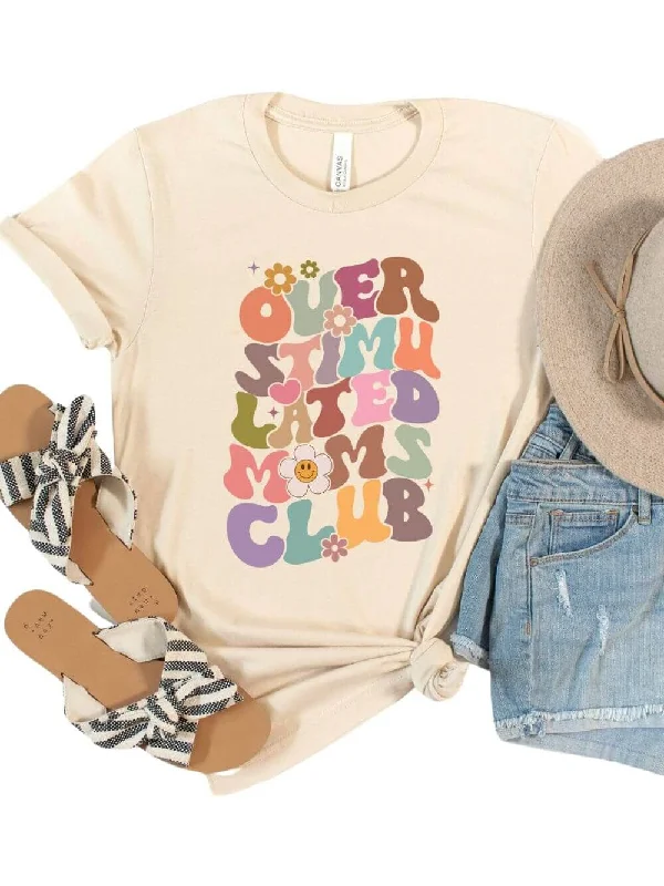 Value Deals Overstimulated Moms Club Women's Retro Graphic T-Shirt