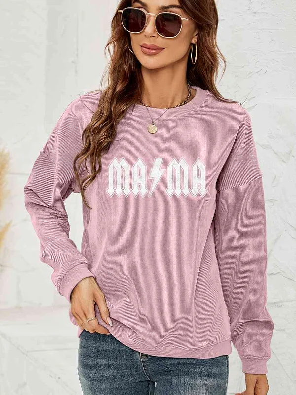 Overstock MAMA Graphic Dropped Shoulder Sweatshirt