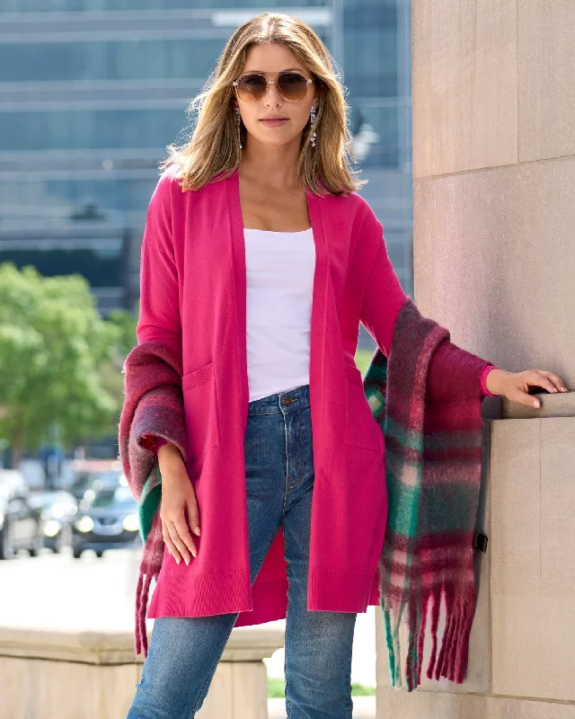 Discount Extravaganza Lightweight Long Effortless Cardigan Cabaret Pink