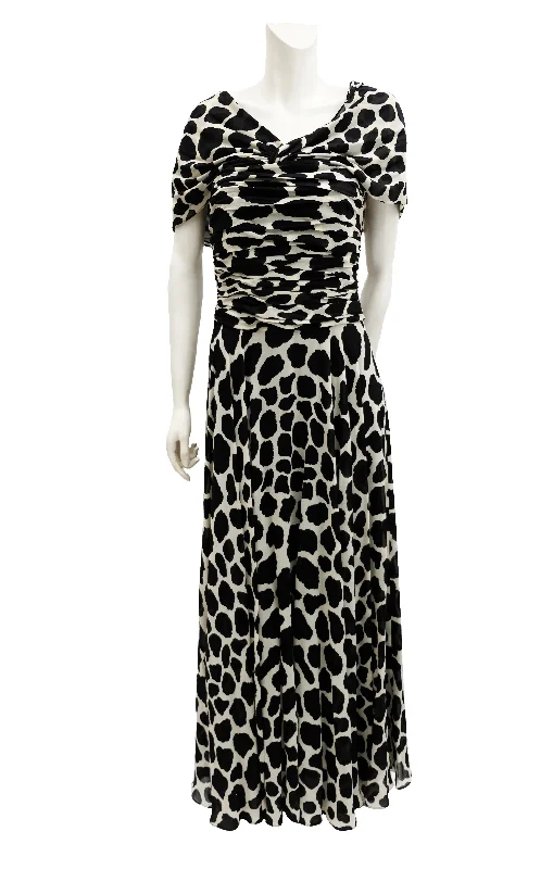 Special Savings Louis Féraud Vintage Black and White Chiffon Evening Dress, UK10