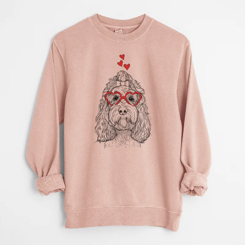Special Discount Valentine Chloe the Cockapoo - Unisex Pigment Dyed Crew Sweatshirt