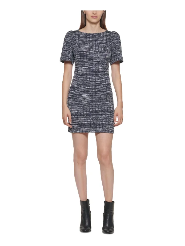 Markdowns CALVIN KLEIN Womens Stretch Zippered Short Sleeve Round Neck Short Shift Dress Markdowns CALVIN KLEIN Womens Stretch Zippered Short Sleeve Round Neck Short Shift Dress