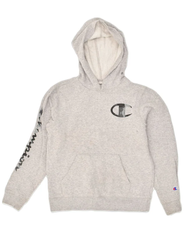 Price Drop Alert CHAMPION Womens Graphic Hoodie Jumper UK 18 XL Grey Cotton